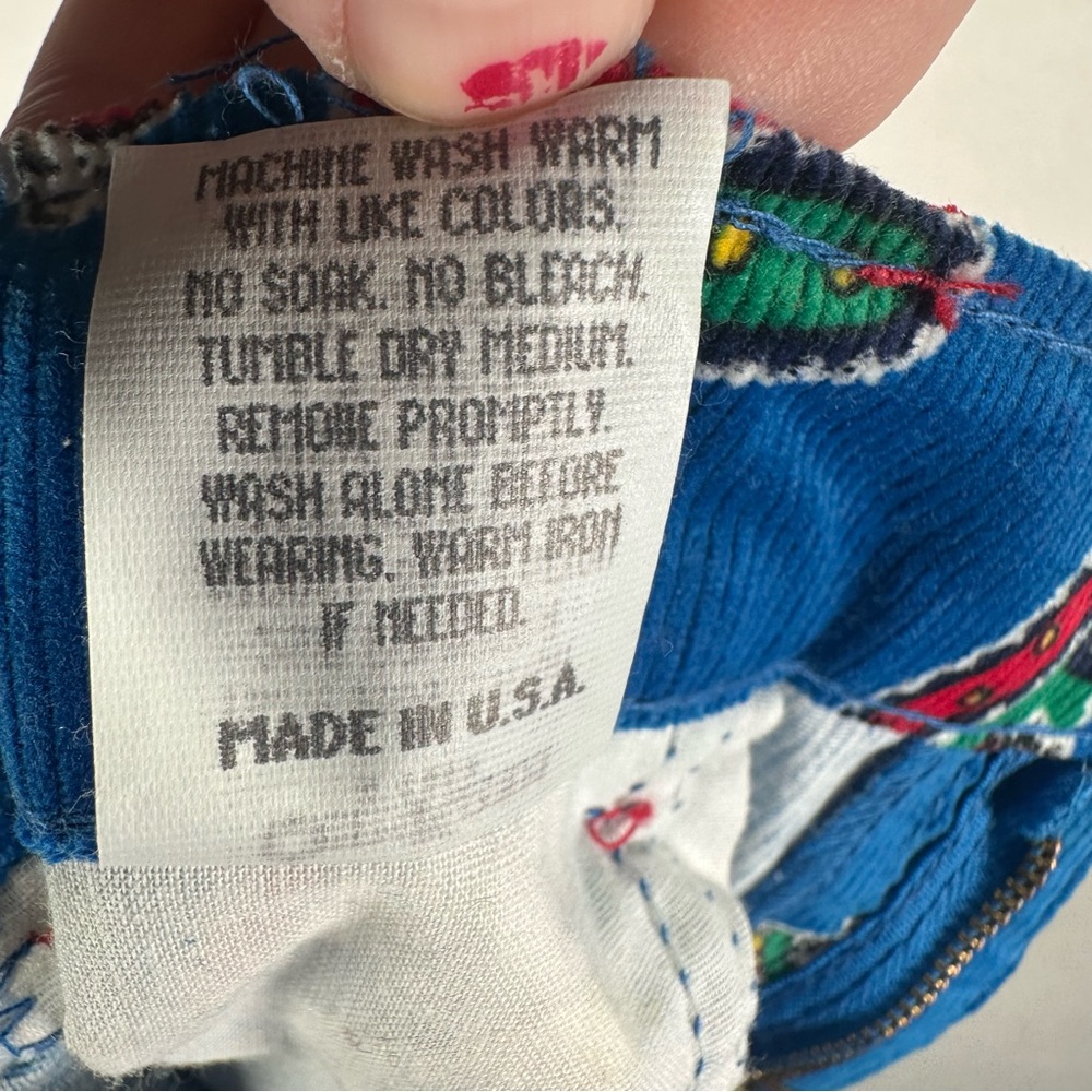 Vintage OshKosh B'gosh Blue Construction Print Corduroy Pants USA 24 Months - Picture 4 of 9